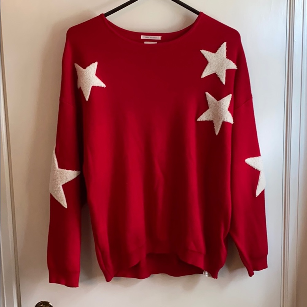 Zara red sweater with stars